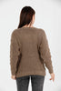 Women's Knitted Cable Knit Cardigan Button Detail by Memnu - MEWS824