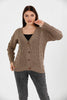 Women's Knitted Cable Knit Cardigan Button Detail by Memnu - MEWS824