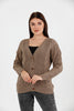 Women's Knitted Cable Knit Cardigan Button Detail by Memnu - MEWS824