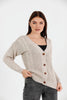 Women's Knitted Cable Knit Cardigan Button Detail by Memnu - MEWS825