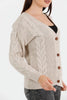 Women's Knitted Cable Knit Cardigan Button Detail by Memnu - MEWS825