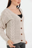 Women's Knitted Cable Knit Cardigan Button Detail by Memnu - MEWS825