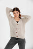 Women's Knitted Cable Knit Cardigan Button Detail by Memnu - MEWS825