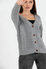 Women's Knitted Cable Knit Cardigan Button Detail by Memnu - MEWS827