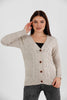 Women's Knitted Cable Knit Cardigan Button Detail by Memnu - MEWS832