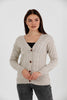 Women's Knitted Cable Knit Cardigan Button Detail by Memnu - MEWS832