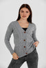 Women's Knitted Cable Knit Cardigan Button Detail by Memnu - MEWS831