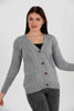 Women's Knitted Cable Knit Cardigan Button Detail by Memnu - MEWS831