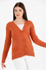 Women's Knitted Cable Knit Cardigan Button Detail by Memnu - MEWS834