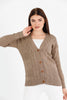 Women's Knitted Cable Knit Cardigan Button Detail by Memnu - MEWS837