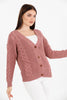 Women's Knitted Cable Knit Cardigan Button Detail by Memnu - MEWS840