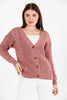 Women's Knitted Cable Knit Cardigan Button Detail by Memnu - MEWS840