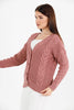 Women's Knitted Cable Knit Cardigan Button Detail by Memnu - MEWS840