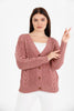 Women's Knitted Cable Knit Cardigan Button Detail by Memnu - MEWS840