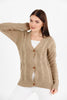 Women's Knitted Cable Knit Cardigan Button Detail by Memnu - MEWS844