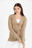 Women's Knitted Cable Knit Cardigan Button Detail by Memnu - MEWS844