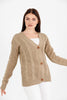 Women's Knitted Cable Knit Cardigan Button Detail by Memnu - MEWS844