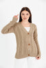 Women's Knitted Cable Knit Cardigan Button Detail by Memnu - MEWS844