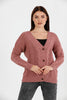 Women's Knitted Cable Knit Cardigan Button Detail by Memnu - MEWS845