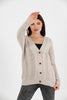 Women's Knitted Cable Knit Cardigan Button Detail by Memnu - MEWS847