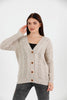 Women's Knitted Cable Knit Cardigan Button Detail by Memnu - MEWS847