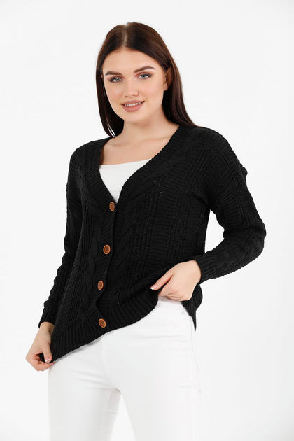 Women's Knitted Cardigan Button Detail by Memnu - MEWS851