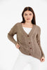 Women's Knitted Cable Knit Cardigan Button Detail by Memnu - MEWS852