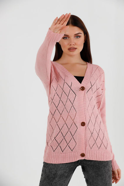 Women's Knitted Cardigan Button Detail by Memnu - MEWS853