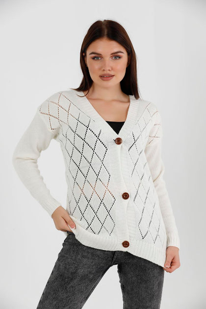 Women's Knitted Cardigan Button Detail by Memnu - MEWS855