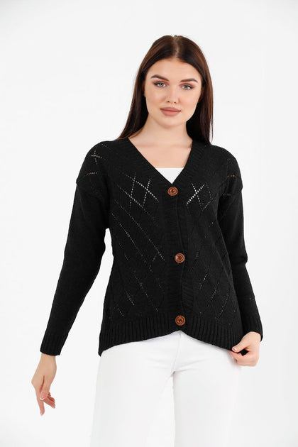 Women's Knitted Cardigan Button Detail by Memnu - MEWS857