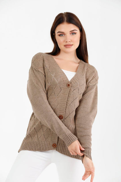 Women's Knitted Cardigan Button Detail by Memnu - MEWS858