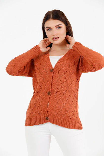 Women's Knitted Cardigan Button Detail by Memnu - MEWS859