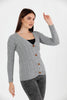 Women's Knitted Cable Knit Cardigan Button Detail by Memnu - MEWS861