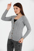 Women's Knitted Cable Knit Cardigan Button Detail by Memnu - MEWS861