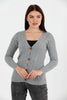 Women's Knitted Cable Knit Cardigan Button Detail by Memnu - MEWS861