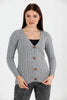 Women's Knitted Cable Knit Cardigan Button Detail by Memnu - MEWS861