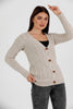 Women's Knitted Cable Knit Cardigan Button Detail by Memnu - MEWS862