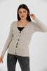 Women's Knitted Cable Knit Cardigan Button Detail by Memnu - MEWS862