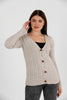 Women's Knitted Cable Knit Cardigan Button Detail by Memnu - MEWS862