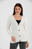 Women's Knitted Cable Knit Cardigan Button Detail by Memnu - MEWS863