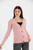 Women's Knitted Cable Knit Cardigan Button Detail by Memnu - MEWS864