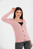 Women's Knitted Cable Knit Cardigan Button Detail by Memnu - MEWS864