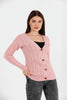 Women's Knitted Cable Knit Cardigan Button Detail by Memnu - MEWS864