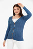 Women's Knitted Cable Knit Cardigan Button Detail by Memnu - MEWS865