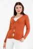 Women's Knitted Cable Knit Cardigan Button Detail by Memnu - MEWS866