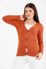 Women's Knitted Cable Knit Cardigan Button Detail by Memnu - MEWS866