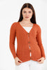 Women's Knitted Cable Knit Cardigan Button Detail by Memnu - MEWS866