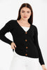 Women's Knitted Cable Knit Cardigan Button Detail by Memnu - MEWS867