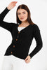 Women's Knitted Cable Knit Cardigan Button Detail by Memnu - MEWS867