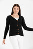 Women's Knitted Cable Knit Cardigan Button Detail by Memnu - MEWS867